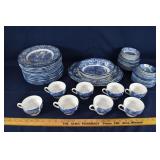 64 pcs. Blue and white mostly Staffordshire China
