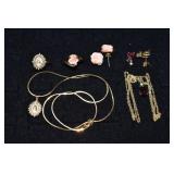 Marked 14 kt gold jewelry: 2 18" necklaces, set wi