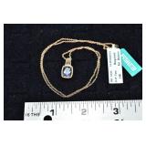 14 kt gold 18" necklace with tanzanite & diamond p