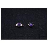 Two 14 kt gold amethyst rings: set with 8.25x10mm
