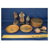 8 vintage wooden souvenirs; as is