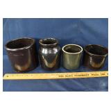 4 stoneware crocks: J. Fisher Lyons NY, etc.; as i