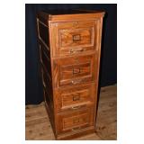 4 drawer oak file cabinet, 19x28x54"h; as is