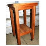 Oak kitchen work station with wheels, 18x18x34"h;