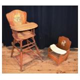 Vintage maple toddler furniture: convertible high