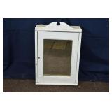Painted wood mirrored hanging wall cabinet, 15x6x2