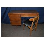 MCM Drexel single pedestal desk 44x17x31"h and cha