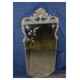 Gilt framed and etched beveled glass wall mirror,