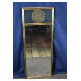 Asian motif gilt frame wall mirror, 17x44"h; as is