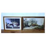 2 framed prints, largest 40x24"h; as is