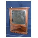 Ca. 1890 single mirrored door corner wall cabinet,