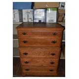 Solid maple 5 drawer chest on chest, 32x19x45"h; a