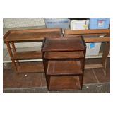 Oak 3 tier book shelf 33x10x31"h, oak quilt rack,
