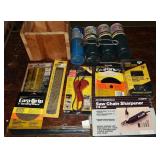 Tool lot: saw chain sharpener, 2 saw chains, 4 pro