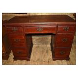 Mahogany finish double pedestal desk, 42x20x30"h;