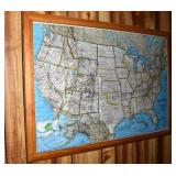 Framed map of the United States 42x31"h and a magn