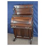 Edwardian walnut cylinder rolltop desk, single dra