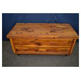 Solid cedar blanket chest, 37x17x17"h; as is
