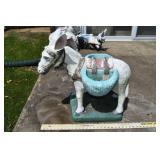 Molded cement donkey garden figure; as is