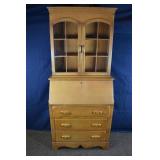 Maple 3 drawer secretary bookcase, 32x16x72"h; as
