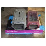 2 pet carriers and large dog crate; as is