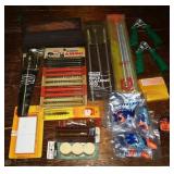 Lot: Gun cleaning supplies, hearing protection, sl