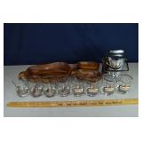 Vintage lot: rocks glasses, ice bucket, Philippine