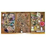 3 groups of costume jewelry, Lenox Barrington desk