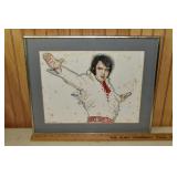 5 framed Elvis Presley prints, largest 17"l; as is