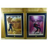 2 framed Elvis Presley prints, pencil signed and C