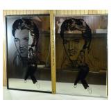 2 framed Elvis Presley mirrored prints by H. Ronal