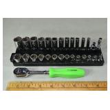 29pc Snap-On 1/4" metric ratchet set, missing 2 de