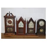 4 mantel clocks; as is