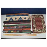 Lot: hand woven Persian mat, Guatamalan Quetzal bi