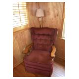 La-Z-Boy rocking recliner and reading lamp; as is