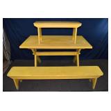 painted crossbuck trestle table 55x31x30"h with tw