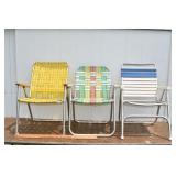 3 aluminum folding lawn arm chairs; as is