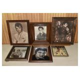 6 framed Elvis Presley prints; as is