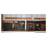 2 antique leather covered wood trunks, 30x15x15"h;
