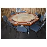 Poker table with screw in legs and 8 stackable cha