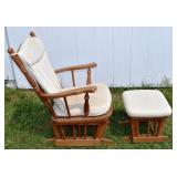 Dutailier maple finish cushioned glider rocking ar