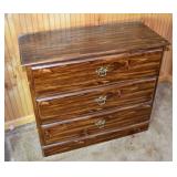 Wood finish 3 drawer chest, 35x16x31"h; as is