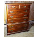 Cherry 7 drawer chest on chest, 39x18x52"h; as is