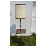 MCM wood, laminate and metal 60" floor lamp; as is