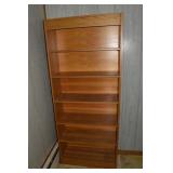 Wood finish 6 tier book shelf, 29x11x71"h; as is