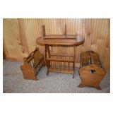 Bookstand and 3 magazine racks, one as a side tabl
