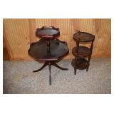 2 tier octagonal pedestal table, Ethan Allen 3 tie