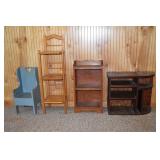 4 wooden accent furnishings; as is