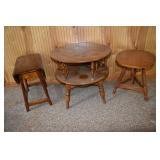 3 side tables: cherry finish dropleaf, Ethan Allen