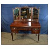 Berkey & Gay mahogany 5 drawer vanity with 3-part